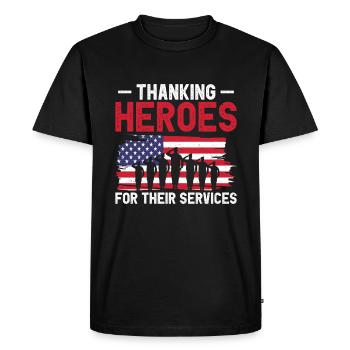 USA Independence Military Heroes Soldier Freedom - Men's Premium Organic T-Shirt - black - Front - Nico (187cm)