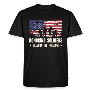 USA Independence Military Heroes Soldier Freedom - Men's Premium Organic T-Shirt - black - Front - Nico (187cm)