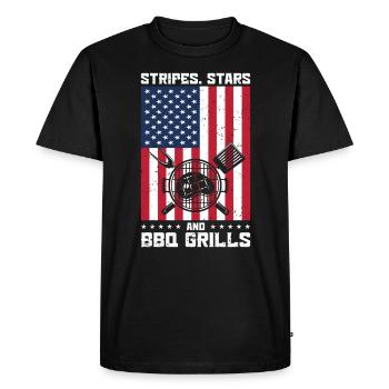 Barbecue de l’indépendance des États-Unis Drapeau américain - T-shirt Premium bio Homme - noir - Devant - Nico (187cm)