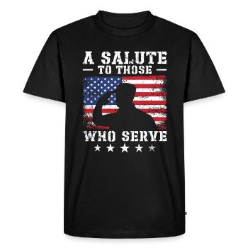 USA Independence Military Heroes Soldier Freedom - Men's Premium Organic T-Shirt - black - Front - Nico (187cm)