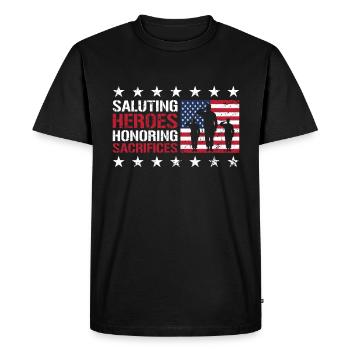 USA Independence Military Heroes Soldier Freedom - Men's Premium Organic T-Shirt - black - Front - Nico (187cm)