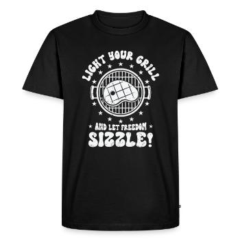 Barbecue de l’indépendance des États-Unis Drapeau américain - T-shirt Premium bio Homme - noir - Devant - Nico (187cm)