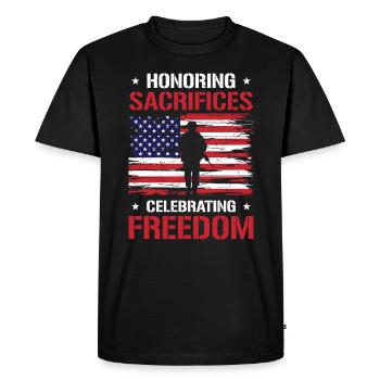 USA Independence Military Heroes Soldier Freedom - Men's Premium Organic T-Shirt - black - Front - Nico (187cm)