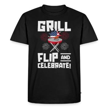 Barbecue de l’indépendance des États-Unis Drapeau américain - T-shirt Premium bio Homme - noir - Devant - Nico (187cm)