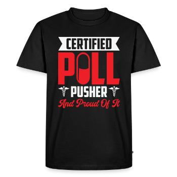 Technicien en pharmacie Technicien en pharmacie CPHT - T-shirt Premium bio Homme - noir - Devant - Nico (187cm)