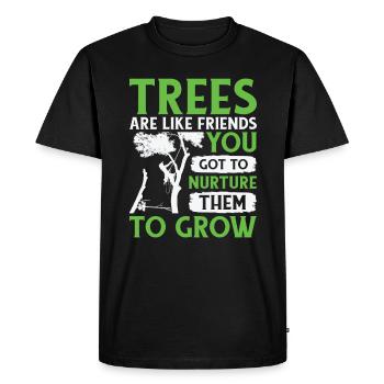 Arboriculteur, coupe-arbres, tronçonneuse, bûcheron - T-shirt Premium bio Homme - noir - Devant - Nico (187cm)