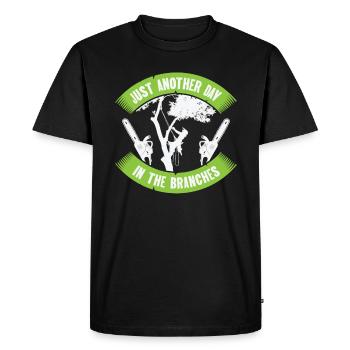 Arboriculteur, coupe-arbres, tronçonneuse, bûcheron - T-shirt Premium bio Homme - noir - Devant - Nico (187cm)