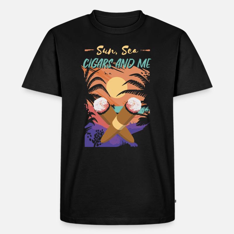 Zigarre Rauchen Zigarren Raucher - Männer Premium Bio T-Shirt - Schwarz