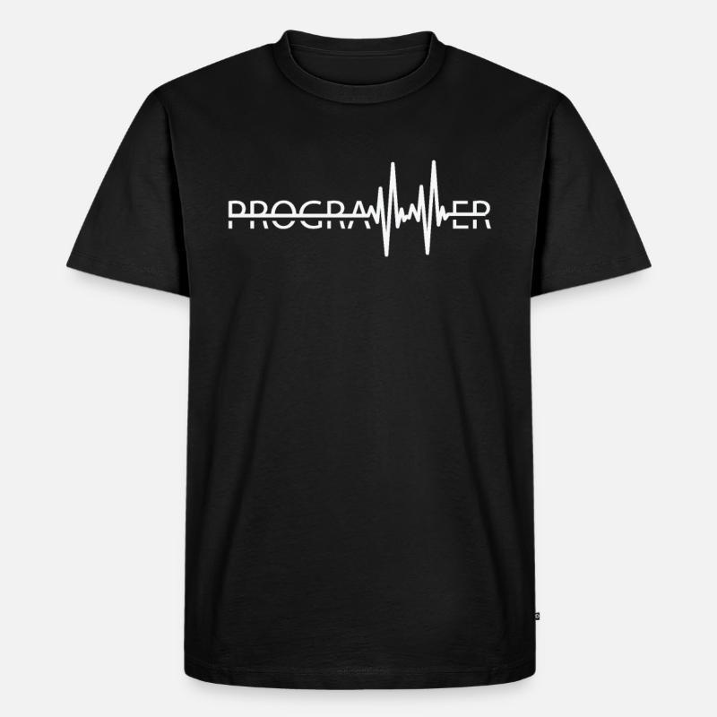 Programmierer Heartbeat Programmierung Coder - Männer Premium Bio T-Shirt - Schwarz