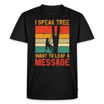 Arboriculteur, coupe-arbres, tronçonneuse, bûcheron - T-shirt Premium bio Homme - noir - Devant - Nico (187cm)