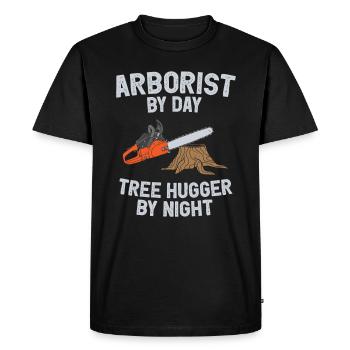 Arboriculteur, coupe-arbres, tronçonneuse, bûcheron - T-shirt Premium bio Homme - noir - Devant - Nico (187cm)
