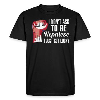 Nepalese Pride Nepal Flag Grown Nepalese Roots - Men's Premium Organic T-Shirt - black - Front - Nico (187cm)