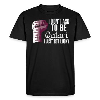 Qatari Pride Qatar Flag Grown Qatari Roots Qatari - Men's Premium Organic T-Shirt - black - Front - Nico (187cm)