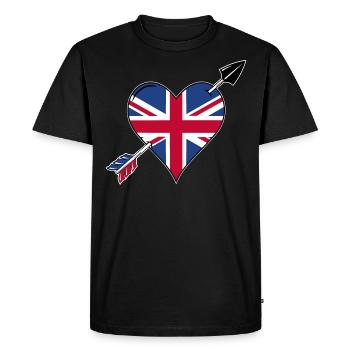 USA British Flag Flag Heart Love - Men's Premium Organic T-Shirt - black - Front - Nico (187cm)