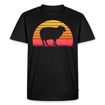 retro sunset mouton t-shirt moutons - T-shirt Premium bio Homme - noir - Devant - Nico (187cm)