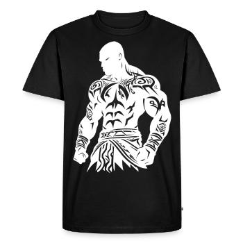 Tribal Boxer / Fighter Logo Tattoo Design - T-shirt Premium bio Homme - noir - Devant - Nico (187cm)