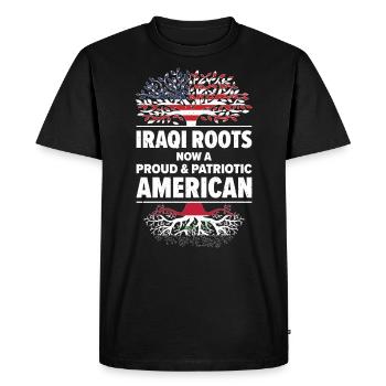 Iraqi American Patriot USA Grown Iraq US Flag - Men's Premium Organic T-Shirt - black - Front - Nico (187cm)