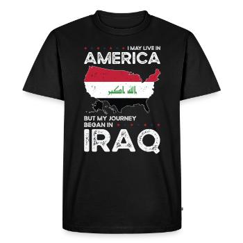 Iraqi American Patriot USA Grown Iraq US Flag - Men's Premium Organic T-Shirt - black - Front - Nico (187cm)