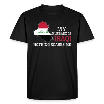 Nothing Scares Me My Wife Is Iraqi Husband Iraq - Men's Premium Organic T-Shirt - black - Front - Nico (187cm)