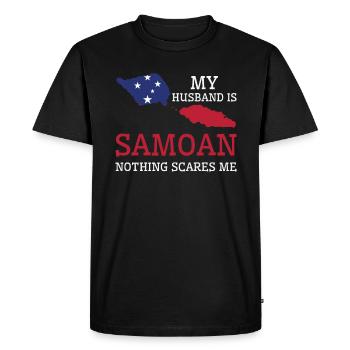 Rien ne me fait peur Ma femme est samoane - T-shirt Premium bio Homme - noir - Devant - Nico (187cm)