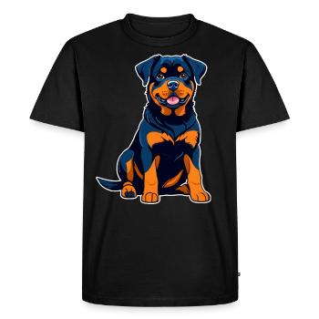 Rottweiler mignon dans le style comique - T-shirt Premium bio Homme - noir - Devant - Nico (187cm)