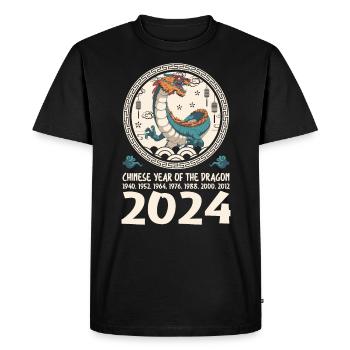 Année chinoise du Dragon 2024 Chinois - T-shirt Premium bio Homme - noir - Devant - Nico (187cm)