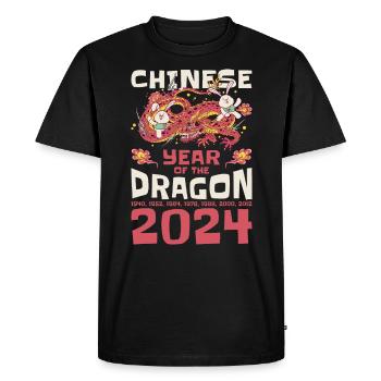 Année chinoise du Dragon 2024 Chinois - T-shirt Premium bio Homme - noir - Devant - Nico (187cm)