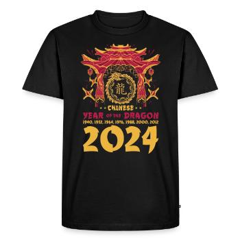 Année chinoise du Dragon 2024 Chinois - T-shirt Premium bio Homme - noir - Devant - Nico (187cm)