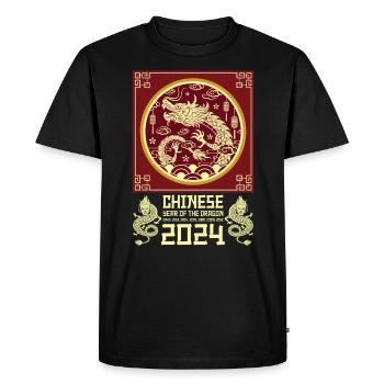 Année chinoise du Dragon 2024 Chinois - T-shirt Premium bio Homme - noir - Devant - Nico (187cm)