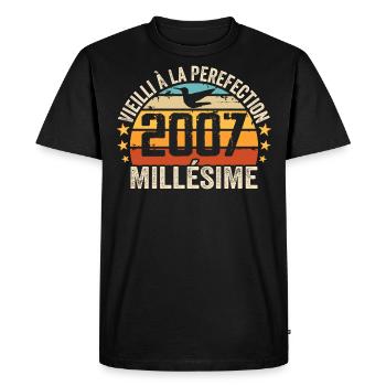 Millésime 2007 Cadeau D’anniversaire Rétro 2007 - T-shirt Premium bio Homme - noir - Devant - Nico (187cm)
