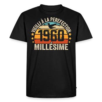 Millésime 1960 Cadeau D’anniversaire Rétro 1960 - T-shirt Premium bio Homme - noir - Devant - Nico (187cm)