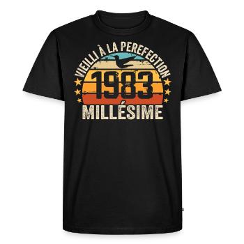 Millésime 1983 Cadeau D’anniversaire Rétro 1983 - T-shirt Premium bio Homme - noir - Devant - Nico (187cm)