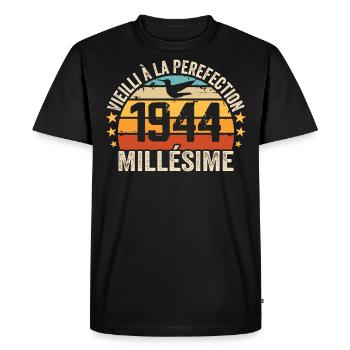 Millésime 1944 Cadeau D’anniversaire Rétro 1944 - T-shirt Premium bio Homme - noir - Devant - Nico (187cm)