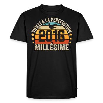 Millésime 2016 Cadeau D’anniversaire Rétro 2016 - T-shirt Premium bio Homme - noir - Devant - Nico (187cm)
