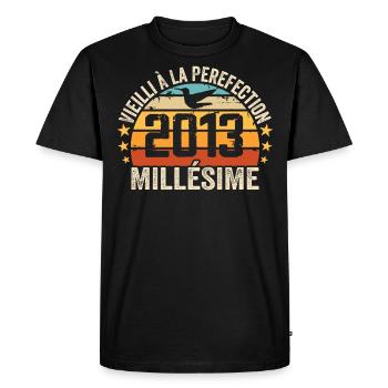 Millésime 2013 Cadeau D’anniversaire Rétro 2013 - T-shirt Premium bio Homme - noir - Devant - Nico (187cm)