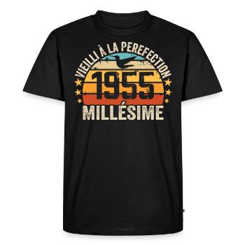 Millésime 1955 Cadeau D’anniversaire Rétro 1955 - T-shirt Premium bio Homme - noir - Devant - Nico (187cm)