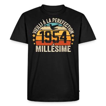 Millésime 1954 Cadeau D’anniversaire Rétro 1954 - T-shirt Premium bio Homme - noir - Devant - Nico (187cm)