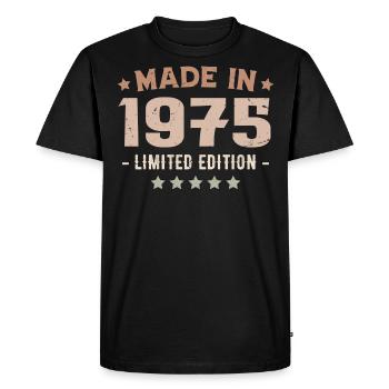 Made in 1975 Vintage 1975 Anniversary Gift - Men's Premium Organic T-Shirt - black - Front - Nico (187cm)