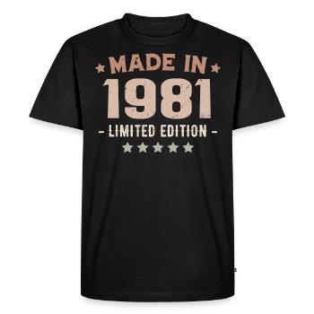 Made in 1981 Birthday Gift 1981 Vintage 1981 - Men's Premium Organic T-Shirt - black - Front - Nico (187cm)