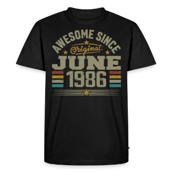 Juin 1986 Cadeau D’anniversaire Juin 1986 Juin - T-shirt Premium bio Homme - noir - Devant - Nico (187cm)