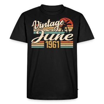 Juin 1961 anniversaire 1961 Retro 1961 Juin 1961 - T-shirt Premium bio Homme - noir - Devant - Nico (187cm)
