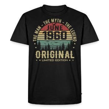 1960 June 1960 Birthday June 1960 June Gift - Men's Premium Organic T-Shirt - black - Front - Nico (187cm)