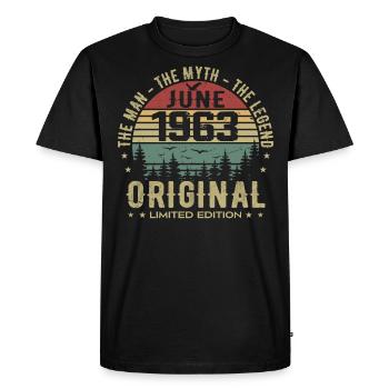 1963 June 1963 Birthday June 1963 June Gift - Men's Premium Organic T-Shirt - black - Front - Nico (187cm)
