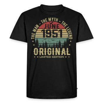 1951 Juin 1951 Anniversaire Juin 1951 Juin Cadeau - T-shirt Premium bio Homme - noir - Devant - Nico (187cm)