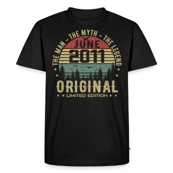 2011 Juin 2011 Anniversaire Juin 2011 Juin Cadeau - T-shirt Premium bio Homme - noir - Devant - Nico (187cm)
