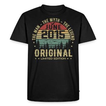2015 Juin 2015 Anniversaire Juin 2015 Juin Cadeau - T-shirt Premium bio Homme - noir - Devant - Nico (187cm)