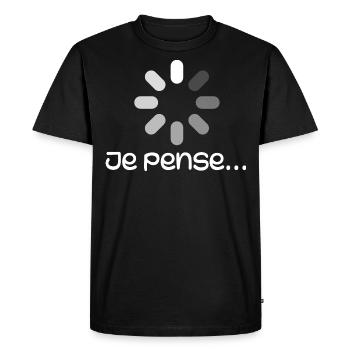Graphic Word I Think - Funny - Men's Premium Organic T-Shirt - black - Front - Nico (187cm)