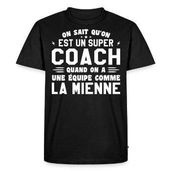We know that we are a great coach - Men's Premium Organic T-Shirt - black - Front - Nico (187cm)