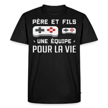 Father and Son A Team for Life - Dad Gift - Men's Premium Organic T-Shirt - black - Front - Nico (187cm)