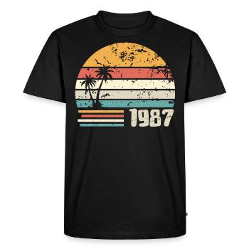 1987 Cadeau Anniversaire - Made in 1987 Rétro 1987 - T-shirt Premium bio Homme - noir - Devant - Nico (187cm)